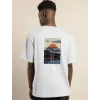 Erkek Kısa Kol Yazlık Tişört Bisiklet Yaka Baskılı Oversize T-Shirt - Beyaz