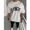ERKEK Tişört Bisiklet Yaka Baskılı Kısa kol T-Shirt - Beyaz