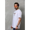 Erkek Baskılı T-Shirt Kısa Kol Bisiklet Yaka Regular Fit Rahat Kalıp Tişört -  Beyaz