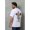 Erkek Baskılı T-Shirt Kısa Kol Bisiklet Yaka Regular Fit Rahat Kalıp Tişört -  Beyaz