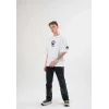 Erkek Kısa Kol Tişört Göğüs ve Kol Bisiklet Yaka Baskılı T-Shirt - Beyaz