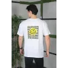 Erkek Kısa Kol Yazlık Tişört Bisiklet Yaka Baskılı Oversize T-Shirt - Beyaz