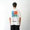 Erkek Kısa Kol Yazlık Tişört Bisiklet Yaka Baskılı Oversize T-Shirt - Beyaz