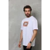 Erkek Baskılı T-Shirt Kısa Kol Bisiklet Yaka Regular Fit Rahat Kalıp Tişört -  Beyaz