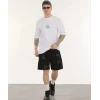 Erkek Kısa Kol Yazlık Tişört Bisiklet Yaka Baskılı Oversize T-Shirt - Beyaz