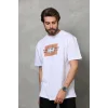 Erkek Baskılı T-Shirt Kısa Kol Bisiklet Yaka Regular Fit Rahat Kalıp Tişört -  Beyaz