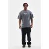 Erkek Tişort  Bisiklet Yaka Baskılı Oversize T-Shirt - Gri