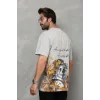 Erkek Kısa Kol Yazlık Tişört Bisiklet Yaka Baskılı Oversize T-Shirt - Gri