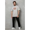Erkek Baskılı T-Shirt Kısa Kol Bisiklet Yaka Regular Fit Rahat Kalıp Tişört -  Gri