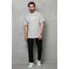 Erkek Kısa Kol Yazlık Tişört Bisiklet Yaka Baskılı Oversize T-Shirt - Gri
