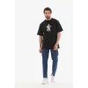 Erkek Baskılı T-Shirt Kısa Kol Bisiklet Yaka Regular Fit Rahat Kalıp Tişört -  Siyah