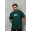Erkek Kısa Kol Yazlık Tişört Bisiklet Yaka Baskılı Oversize T-Shirt - Yeşil