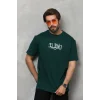 Erkek Kısa Kol Yazlık Tişört Bisiklet Yaka Baskılı Oversize T-Shirt - Yeşil