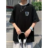 ERKEK  Tişört Bisiklet Yaka Kore tarzı baskı Kısa Kol t-shirt - Siyah