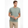 Erkek Bisiklet Yaka Yazlık Kısa kol Düz Tişört Regular Kalıp T-shirt - Mint Yeşili