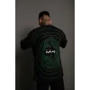Erkek Kısa Kol Yazlık Tişört Bisiklet Yaka Baskılı Oversize T-Shirt - Siyah
