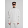ERKEK Bisikilet Yaka 3 plik Pamuklu SweatShirt - Beyaz