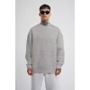 ERKEK Bisikilet Yaka 3 İplik Pamuklu SweatShirt - Gri