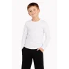 Erkek Çocuk Basic Uzun Kollu Tişört Okul Günlük Rahat T-Shirt - Beyaz