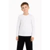 Erkek Çocuk Basic Uzun Kollu Tişört Okul Günlük Rahat T-Shirt - Beyaz
