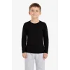 Erkek Çocuk Basic Uzun Kollu Tişört Okul Günlük Rahat T-Shirt - Siyah