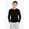 Erkek Çocuk Basic Uzun Kollu Tişört Okul Günlük Rahat T-Shirt - Siyah