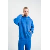 ERKEK 3 İplik Pamuklu Oversize Kapüşonlu Yıkamalı Hoodie SweatShirt - Mavi