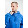 ERKEK 3 İplik Pamuklu Oversize Kapüşonlu Yıkamalı Hoodie SweatShirt - Mavi