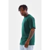 erkek  Düz Bisiklet Yaka T-Shirt - Koyu Yeşili
