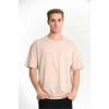 ERKEK Düz Tişört Bisikilet Yaka Kısa Kol Oversize T-shirt - Bej