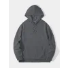 Erkek 3 İplik Pamuklu Kapüşonlu Kanguru Cepli Sweatshirt Hoodie -  Füme