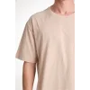 Erkek Düz Penye Tişört Bisiklet Yaka Kısa Kol Regular Fit T-Shirt - Bej
