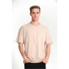 Erkek Düz Penye Tişört Bisiklet Yaka Kısa Kol Regular Fit T-Shirt - Bej