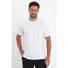 Erkek Düz Penye Tişört Bisiklet Yaka Kısa Kol Regular Fit T-Shirt - Beyaz
