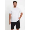 Erkek Düz Penye Tişört Bisiklet Yaka Kısa Kol Regular Fit T-Shirt - Beyaz