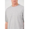 Erkek Düz Penye Tişört Bisiklet Yaka Kısa Kol Regular Fit T-Shirt - Gri