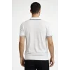 Erkek Yazlık Dokuma Triko Tişört Fermuarlı Polo Yaka Kısa Kol T-Shirt - Beyaz
