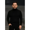 Erkek Fitilli Kazak Tam Boğazlı Balıkçı Yaka Triko 2li Set Bej-Siyah