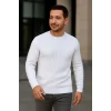 Erkek Fitilli Triko Kazak 2’li Set Siyah Beyaz Kalın Dokuma Pamuklu Regular Fit Bisiklet