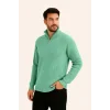 Erkek Fitilli Triko Kazak 3’lü Set Mint Yeşili Siyah Bej Kalın Dokuma Pamuklu Regular Fit