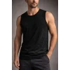 Erkek Flamlı Kumaş Sıfır Kolsuz Atlet Basic Spor Üst, Günlük ve Fitness Kullanımına Uygun - Siyah