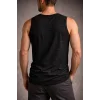 Erkek Flamlı Kumaş Sıfır Kolsuz Atlet Basic Spor Üst, Günlük ve Fitness Kullanımına Uygun - Siyah