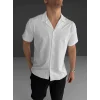 Erkek İki İplik Kumaş Gömlek - Beyaz