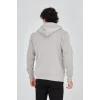 Erkek 3 İplik Pamuklu Fermuarlı Kapüşonlu Kanguru Cepli Baskılı Hoodie Hırka Sweatshirt - Boyalı Gri