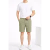 Erkek Keten Kumaş Cepli Rahat Kesim Bel Lastikli Şort - Mint Yeşili