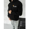 Erkek Kapüşonlu Kanguru Cepli Sweatshirt 3 İplik Pamuklu Baskılı Hoodie - Siyah