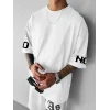 ERKEK T-Shirt  No Risk No Story Baskılı Bisiklet Yaka Tişört - Beyaz