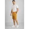 Erkek otoban Dokuma Şort Beli Lastikli Bağcıklı, Cepli, Rahat Kesim Günlük Yazlık Şort - Hardal