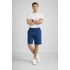 Erkek otoban Dokuma Şort Beli Lastikli Bağcıklı, Cepli, Rahat Kesim Günlük Yazlık Şort - İndigo