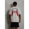 Erkek Baskılı Tişört Kısa Kol Bisiklet Yaka Oversize T-Shirt - Gri